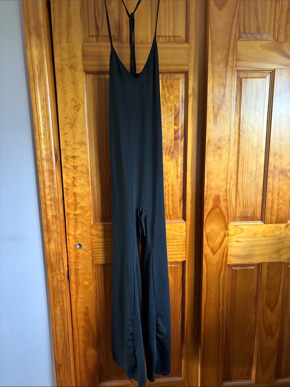 SHEIN Black V-Neck Wide-Leg Jumpsuit